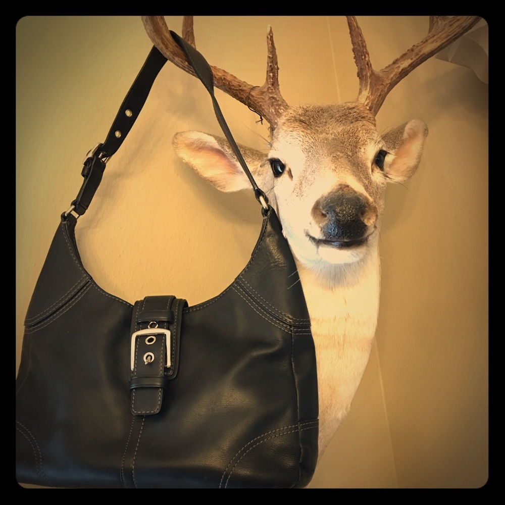 Coach Black Leather Purse with Buckle